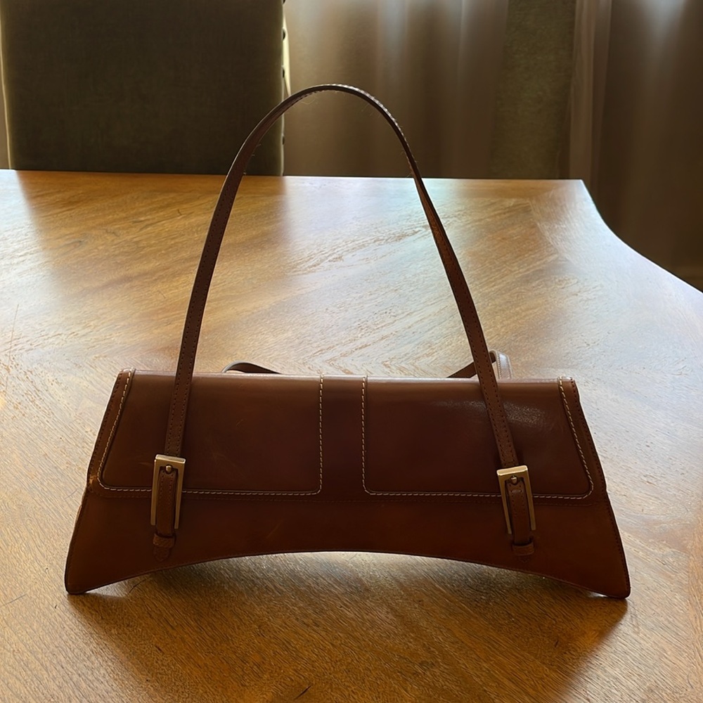 BCBGMaxAzria Rich Brown Leather Shoulder Bag